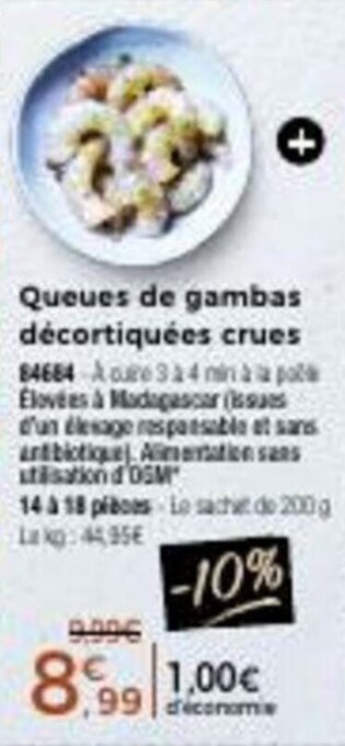 Thiriet Queues de gambas décortiquées crues offre
