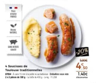 Thiriet 4 saucisses de toulouse traditionnelles offre