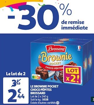 Auchan Brossard le brownie pocket choco pépites offre
