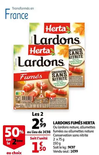 Auchan Herta lardons fumés offre