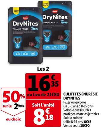 Auchan Drynites culottes énurésie offre