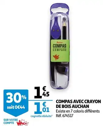 Auchan Auchan compas avec crayon de bois offre