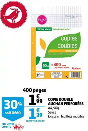 Auchan Auchan copie double perforées offre