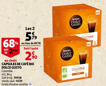 Auchan Dolce gusto capsules de café bio offre