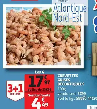 Auchan Direct Crevettes Grises Décortiquées offre