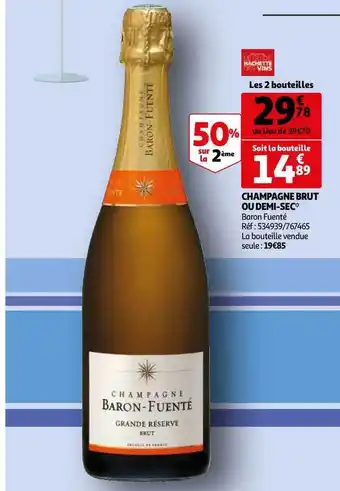 Auchan Direct Champagne Brut Ou Demi-sec Baron Fuenté offre