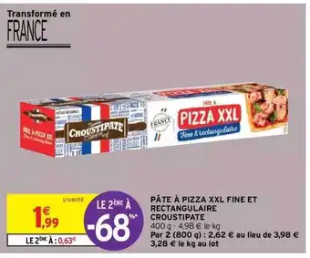 Intermarché Hyper Pâte à pizza xxl fine et rectangulaire croustipate offre