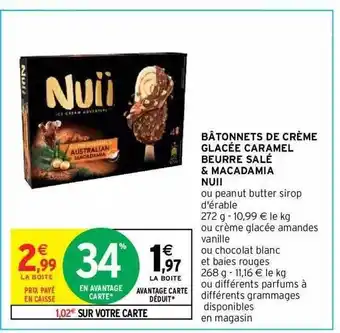 Intermarché Hyper Bâtonnets de crème glacée caramel beurre salé & macadamia nuii offre