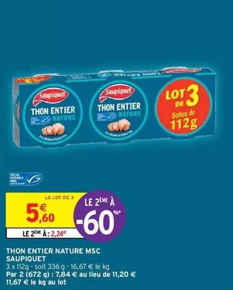 Intermarché Hyper Thon entier nature msc saupiquet offre