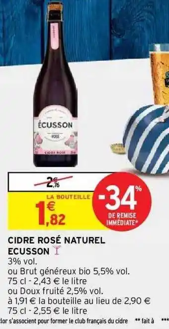 Intermarché Hyper Cidre rosé naturel écusson offre