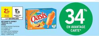 Intermarché Hyper Bâtonnets sorbet tropical x10 oasis offre