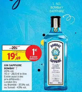 Intermarché Hyper Gin sapphire bombay offre