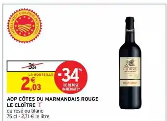 Intermarché Hyper Aop côtes du marmandias rouge le cloître offre