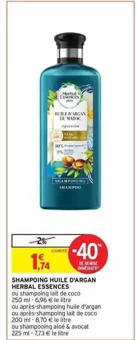 Intermarché Hyper Shampoing huile d'argan herbal essences offre
