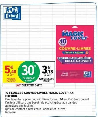 Intermarché Hyper 10 feuilles couvre-livres magic cover a4 oxford offre