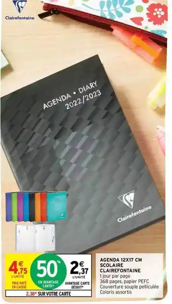 Agenda 12 x 17 cm scolaire clairefontaine