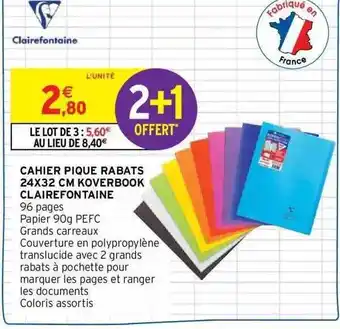Cahier pique rabats 24 x 32 cm koverbook clairefontaine