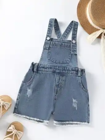 SheIn Fille combishort en jean à ourlet effiloché salopette offre