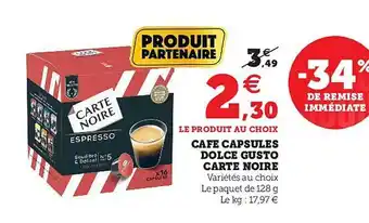 Hyper U Café Capsules Dolce Gusto Carte Noire offre
