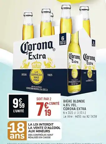 Spar CORONA EXTRA bière blonde 4,6% vol. offre