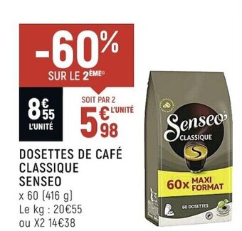 Spar SENSEO dosettes de café classique offre