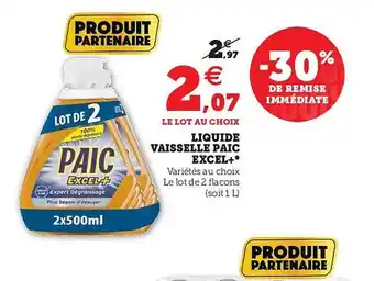 Hyper U Liquide Vaisselle Paic Excel+ offre