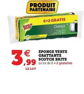 Hyper U éponge Verte Grattante Scotch Brite offre