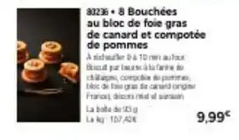 Thiriet 8 bouchées au bloc de foie gras de canard et compotée de pommes offre