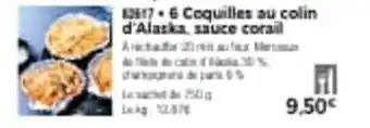 Thiriet 6 coquilles au colin d'alaska, sauce corail offre