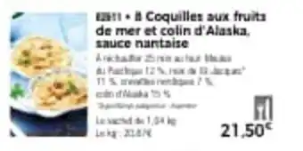 Thiriet 8 coquilles aux fruits de mer et colin d'alaska, sauce nantaise offre