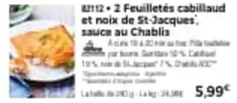 Thiriet 2 feuilletés cabillaud et noix de st-jacques offre