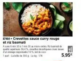 Thiriet Crevettes sauce curry rouge et riz basmati offre