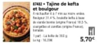 Thiriet Tajine de kefta et boulgour offre
