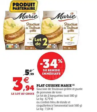 Hyper U Plat Cuisiné Marie offre
