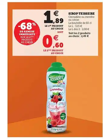 Hyper U Sirop Teisseire offre