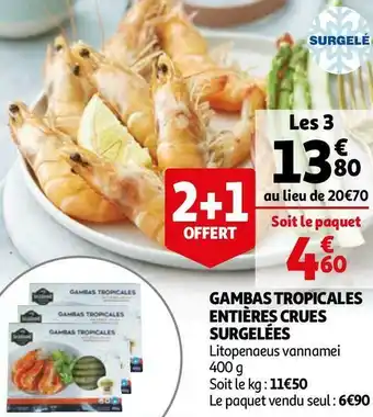 Auchan GAMBAS TROPICALES ENTIÈRES CRUES SURGELÉES offre