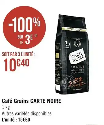 Casino Supermarchés CARTE NOIRE café grains offre