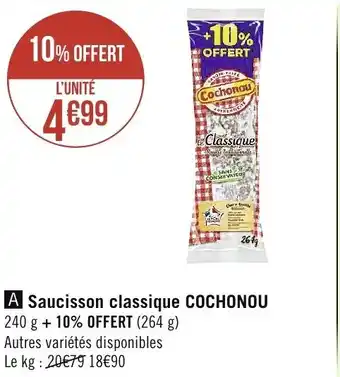 Casino Supermarchés COCHONOU saucisson classique offre