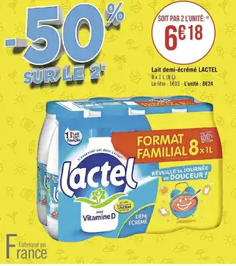 Casino Supermarchés LACTEL lait demi-écrémé offre