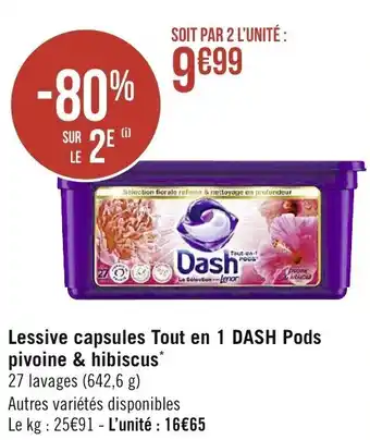 DASH lessive capsules tout en 1 dash pods pivoine & hibiscus