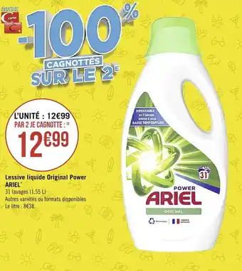 Casino Supermarchés ARIEL lessive liquide original power offre