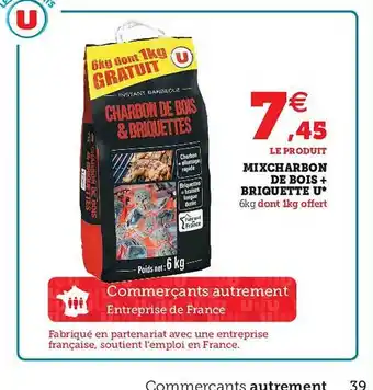 Hyper U Mixcharbon De Bois + Briquette U offre