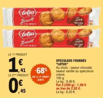 E.Leclerc "LOTUS" speculoos fourrés offre