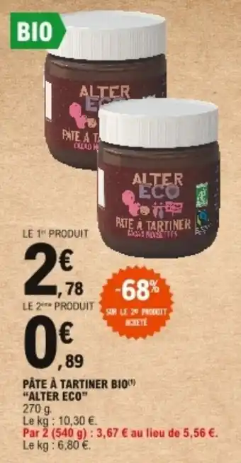 E.Leclerc "ALTER ECO" pâte à tartiner bio offre