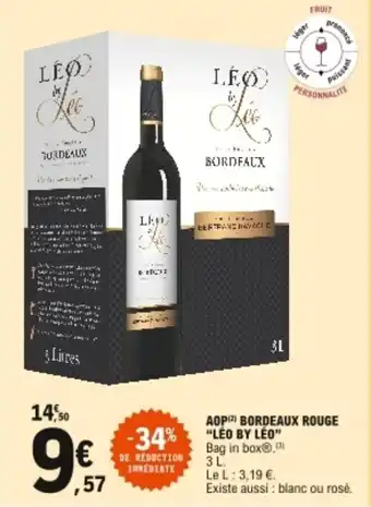 E.Leclerc "LÉO BY LÉO" aop bordeaux rouge offre