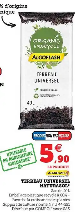 Hyper U Terreau Universel Naturasol offre