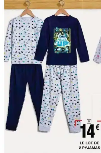 Cora x Carrefour Lot de 2 pyjamas offre