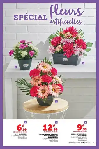 Hyper U Pot D'œillets, Jardinière De Dahlias, Fronton Gerberas Et œillets offre