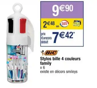 Cora x Carrefour BIC stylos bille 4 couleurs family offre