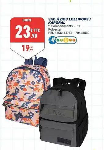 Bureau Vallée Sac à dos lollipops-kaporal offre